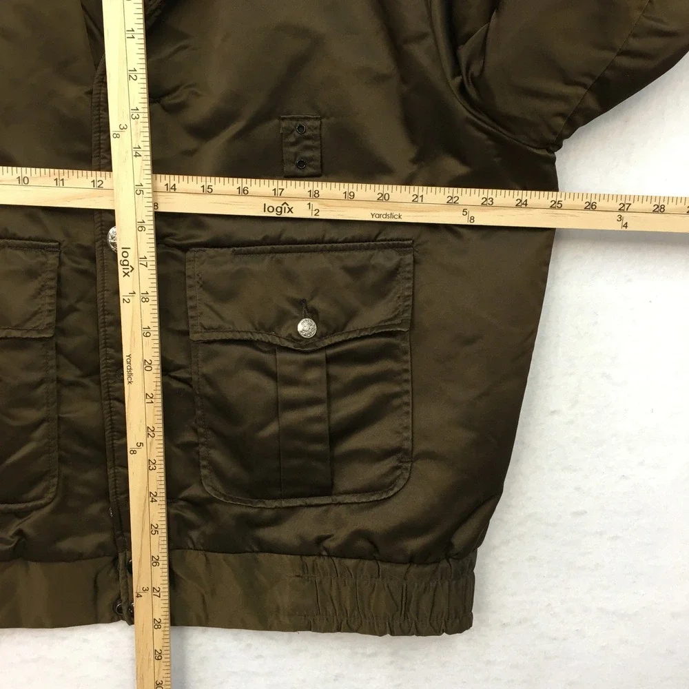 Vintage Tuffy Mens Bomber Flight Jacket Olive Brown Faux‎ Fur Collar Quilted 44